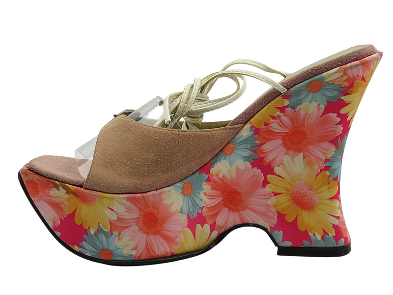 Sandały damskie na koturnie turkusowe Roberto Vitali 332P52