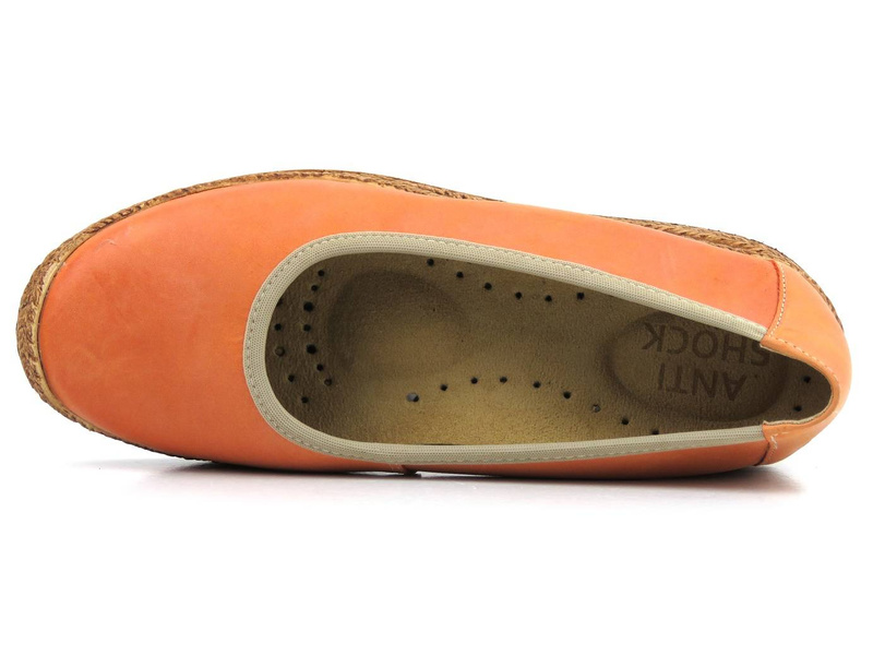 Półbuty damskie na a la plecionej podeszwie - AXEL 1906, pomarańczowe