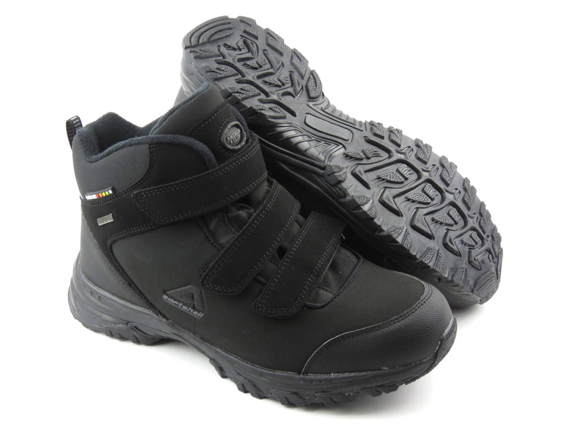 Trekkingi męskie zimowe na rzepy - AMERICAN CLUB Softshell WT109/22, czarne