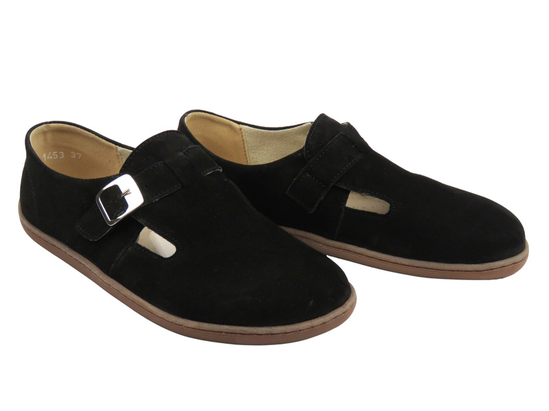 Barefoot skórzane minimalistyczne półbuty damskie czarne Nika Komfort 1453