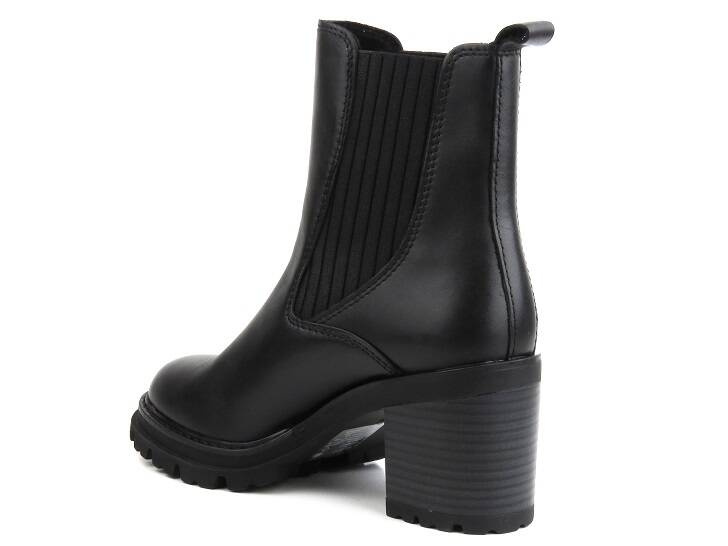 Wysokie, skórzane botki damskie na słupku - MARCO TOZZI 2-25828-41, czarne