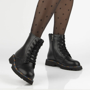 Botki, workery damskie skórzane czarne Filippo DBT7428/25