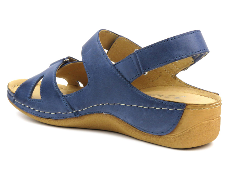 Wygodne sandały damskie skórzane - Pollonus 0773, niebieskie