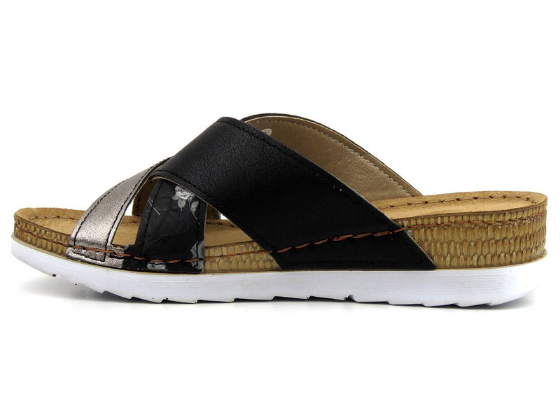 Wygodne klapki ze skórzaną wkładką - INBLU OF-30, czarne