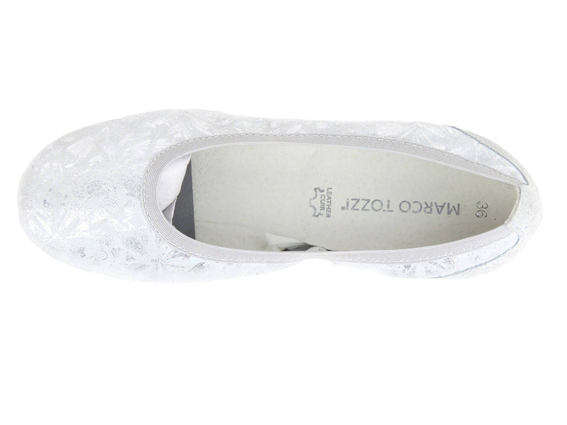 Skórzane półbuty, baleriny damskie Marco Tozzi 22127, szare