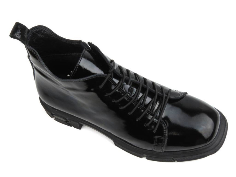 Botki, trzewiki damskie lakierowane - VENEZIA G1467155, czarne