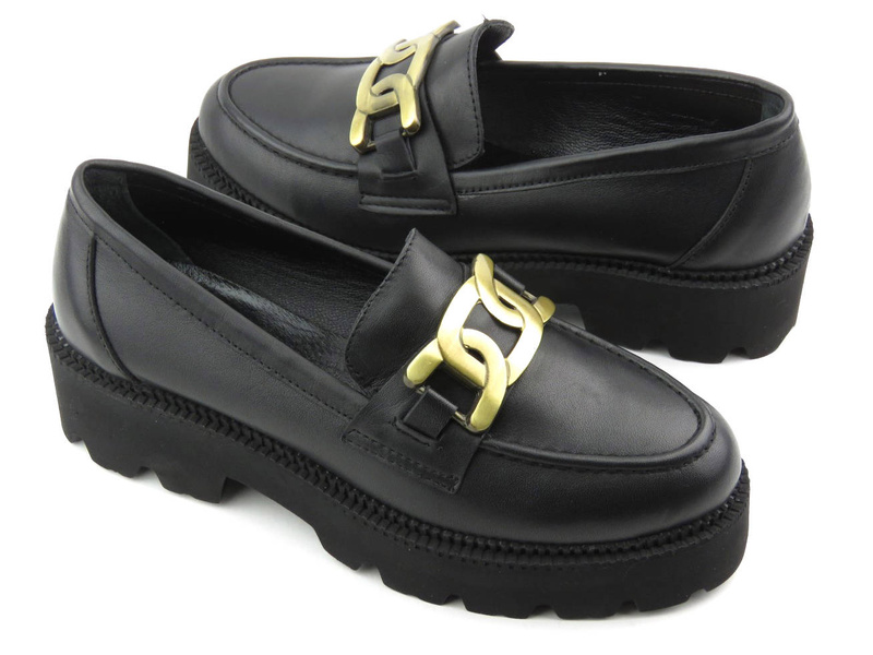 Lordsy damskie na grubej podeszwie - VENEZIA 4010704, czarne