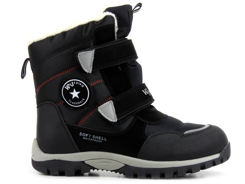Śniegowce, ciepłe buty zimowe dziecięce - WOJTYŁKO 23039, czarne