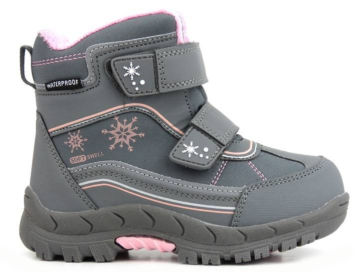 Śniegowce dziecięce na rzepy - AMERICAN CLUB Softshell HL 39/22, szare