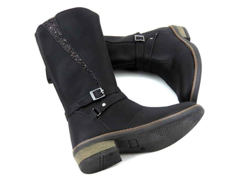 Wysokie kozaki dziecięce na suwak - AMERICAN CLUB GC 24/20, czarne