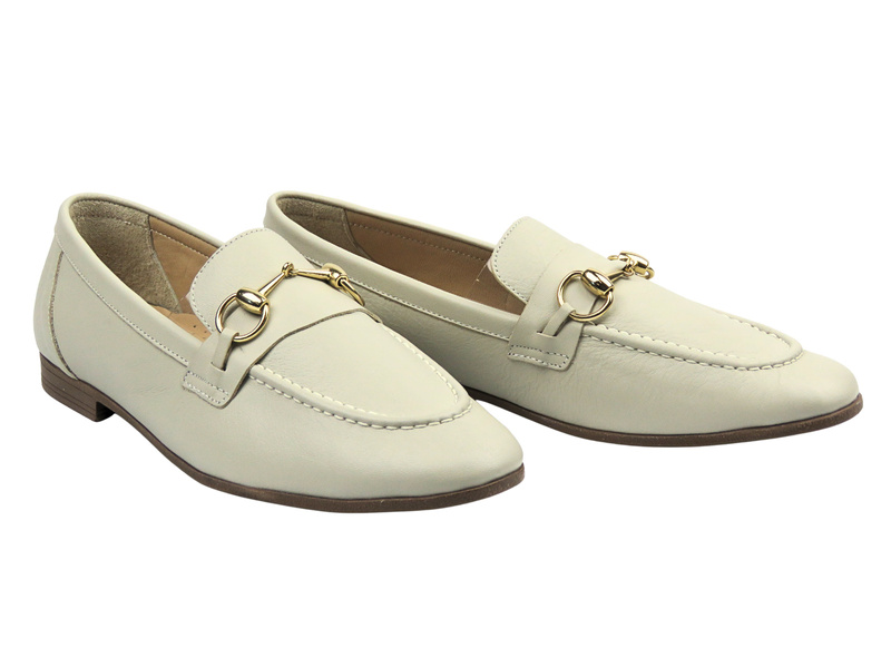 Eleganckie mokasyny damskie ze skóry naturalnej Venezia B002LEBEOBM138, beż