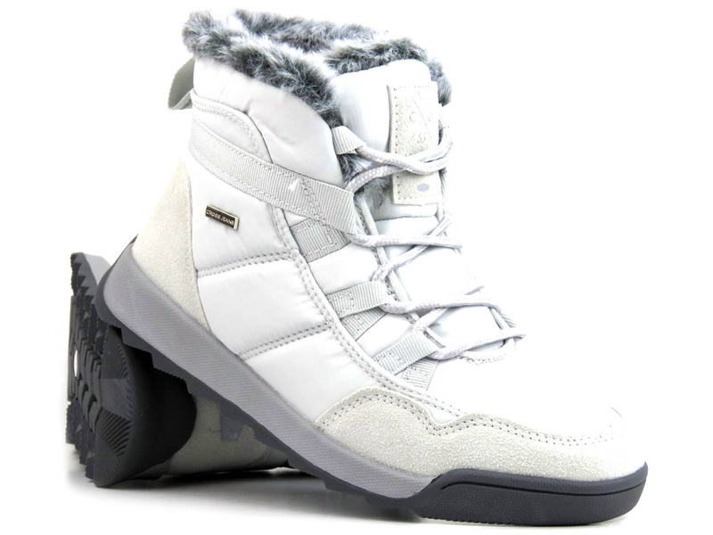 Ciepłe śniegowce damskie sznurowane - CROSS JEANS KK2R4015C, szare