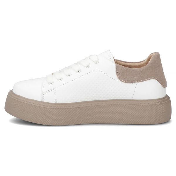 Wygodne sneakersy damskie ze skóry naturalnej na platformie Filippo DP7502/26, białe