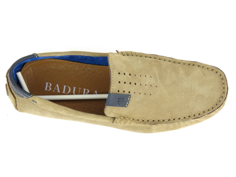 Mokasyny męskie skórzane - Badura 3153, beżowe