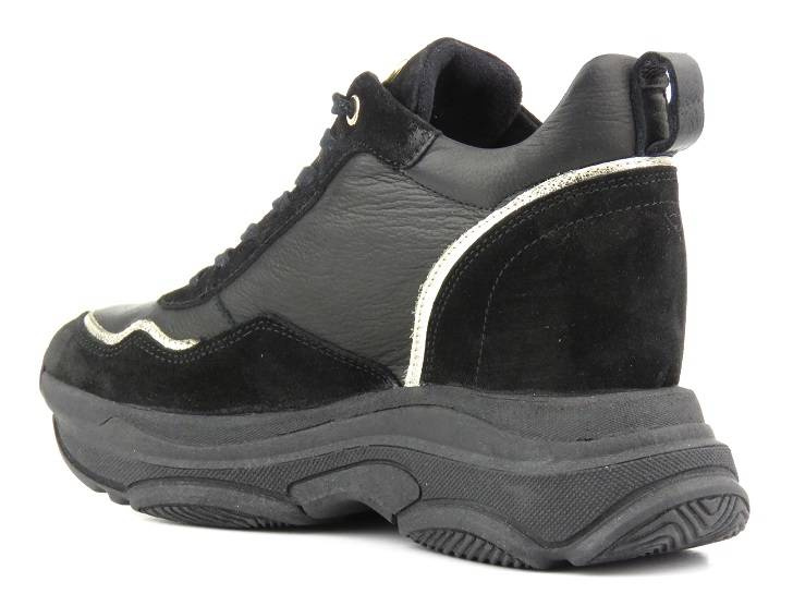 Sneakersy, buty sportowe damskie na ukrytym koturnie - CARINII B9061, czarne