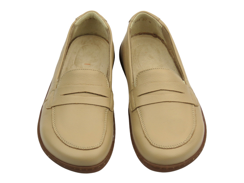 Barefooty, półbuty damskie Helios 433 ecru wsuwane