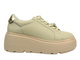 Skórzane sneakersy damskie na platformie - Cambell 25-00638, beżowe