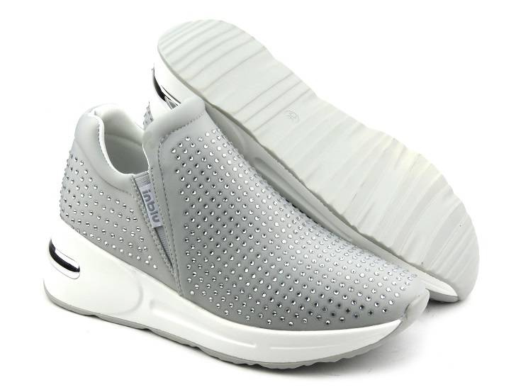 Buty damskie sportowe wsuwane - INBLU IN000284 GHIACCO, srebrne