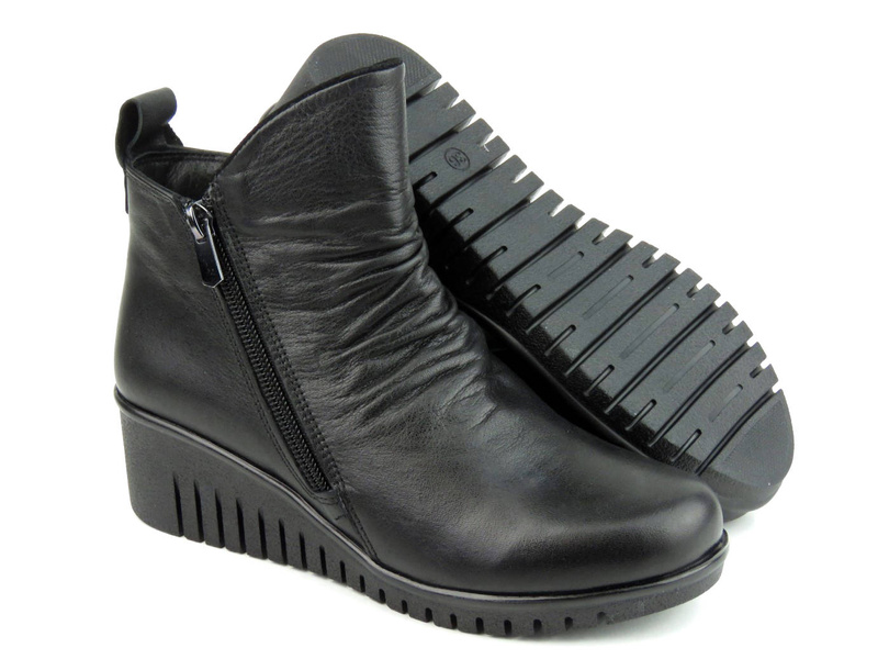Botki damskie na dwa suwaki - COMFORTABEL 962319, czarne