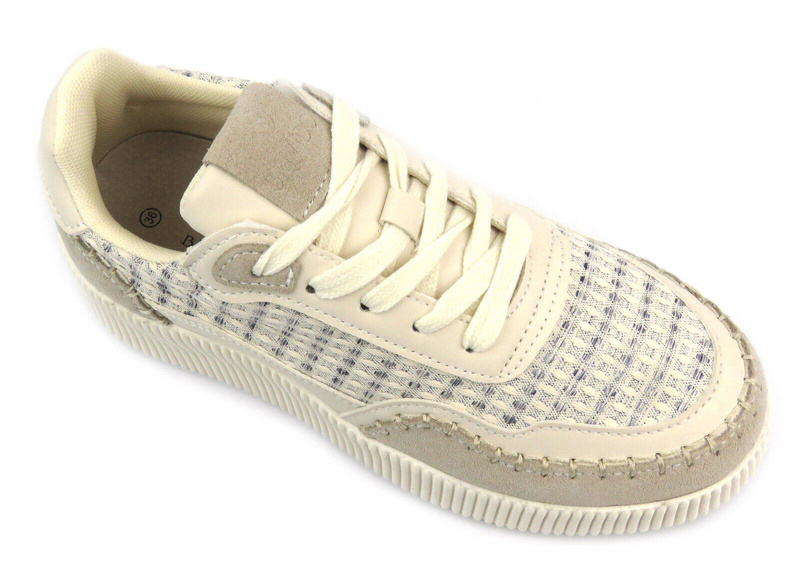 Buty sportowe damskie na platformie - BRIVIDO SHOES TW0815-09, beżowe