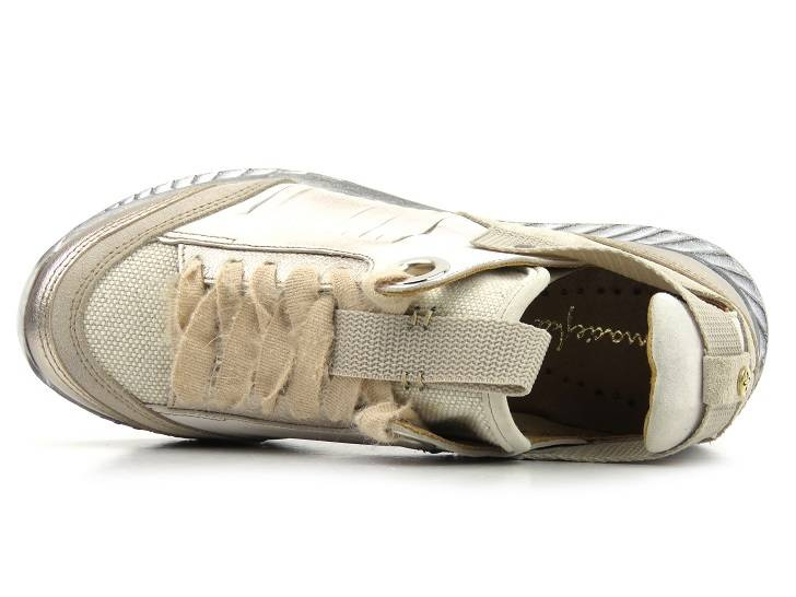 Skórzane sneakersy damskie na platformie - Maciejka 04916-19, beżowe