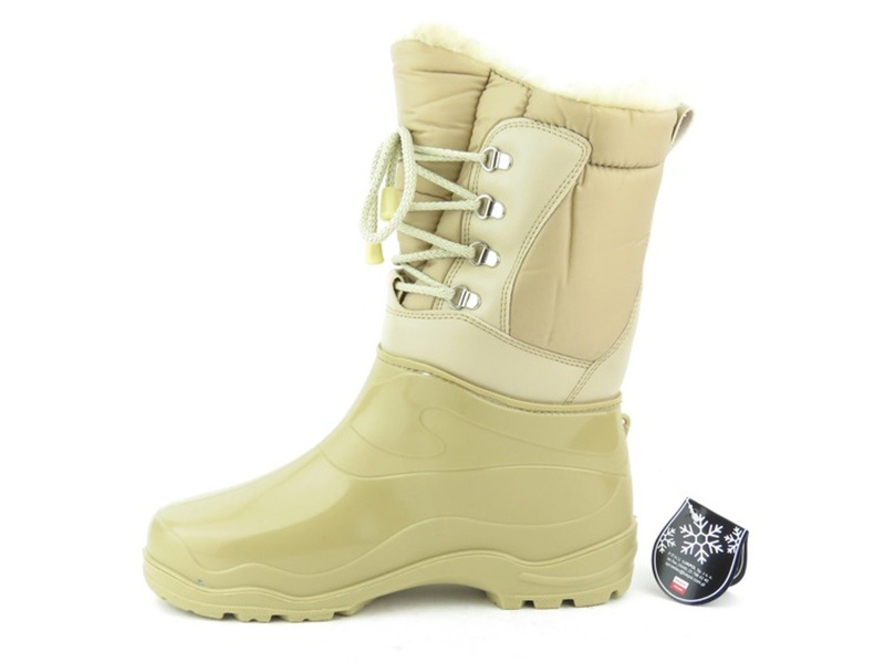 Wodoodporne śniegowce damskie z wełną - Łukpol Mount Black, beżowe