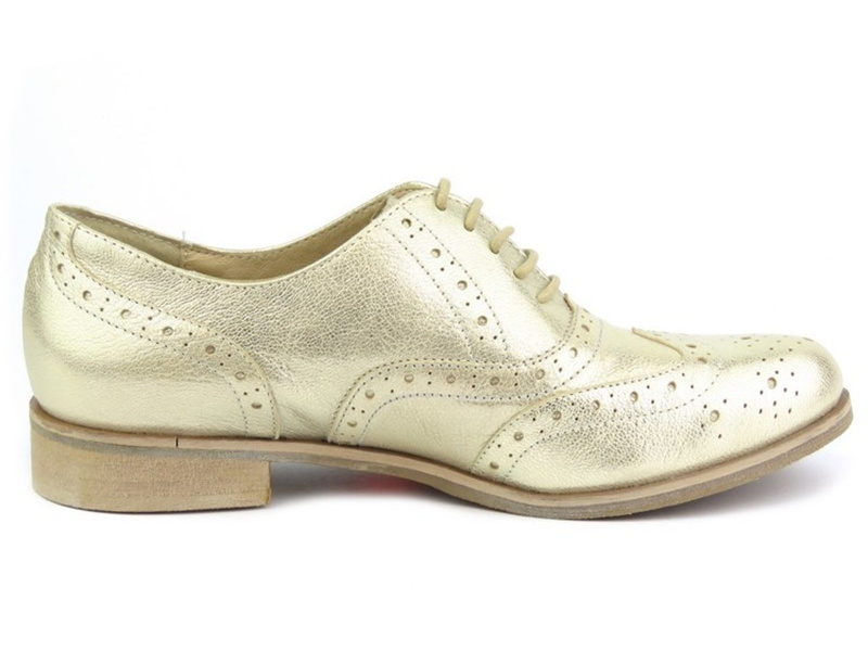 Półbuty damskie w stylu harvardzkim - Kabała 142-203, złote