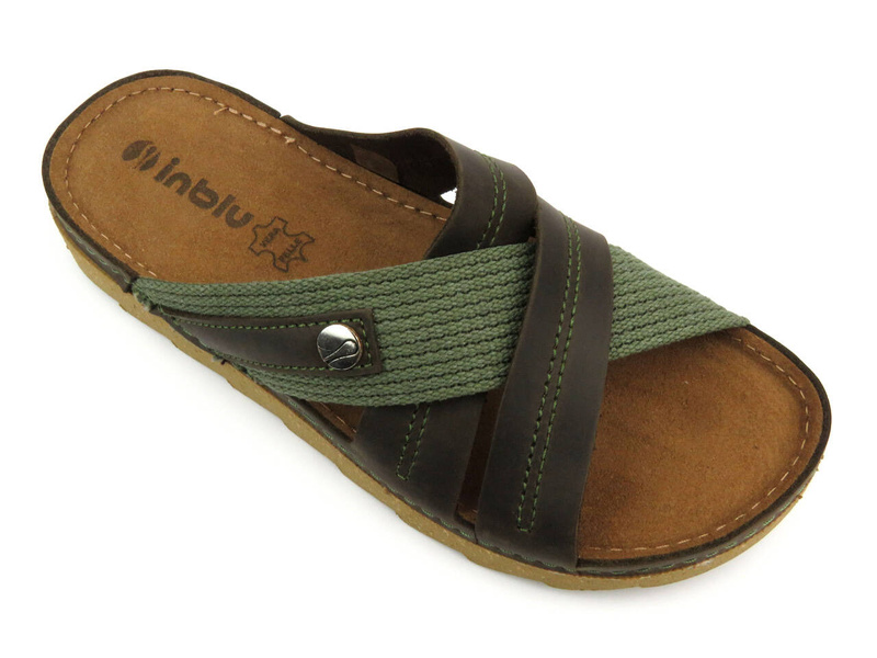 Wygodne klapki męskie ze skóry - INBLU 158M023/BB-3I, brązowe