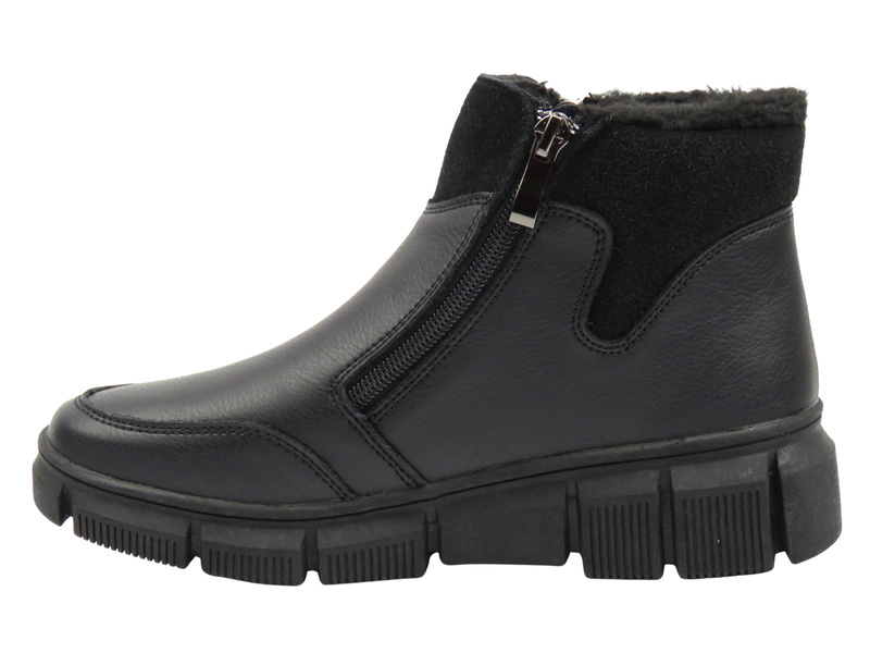 Skórzane botki, trzewiki damskie czarne Nika Komfort H-236