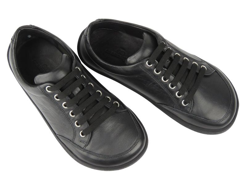 Barefoot skórzane minimalistyczne półbuty damskie Nika Komfort 26014, czarne