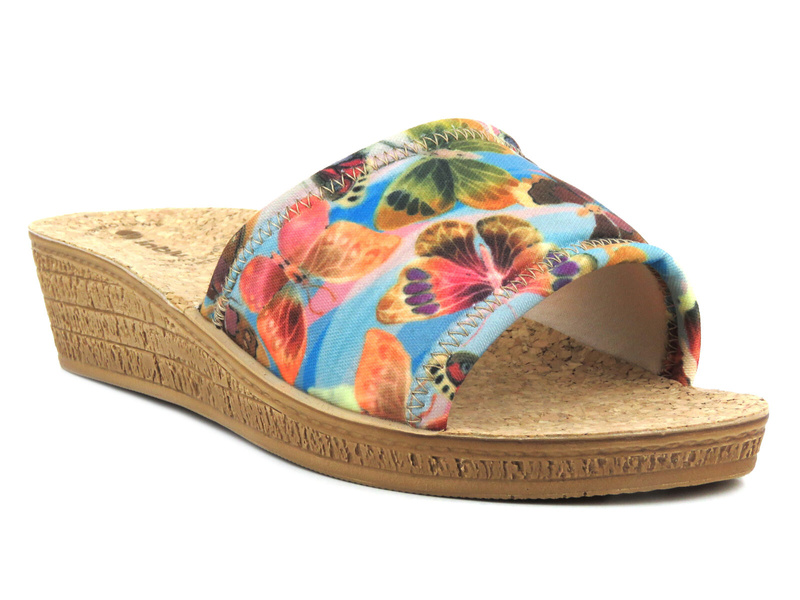 Klapki damskie z korkową wkładką- INBLU STEVIA, niebieskie