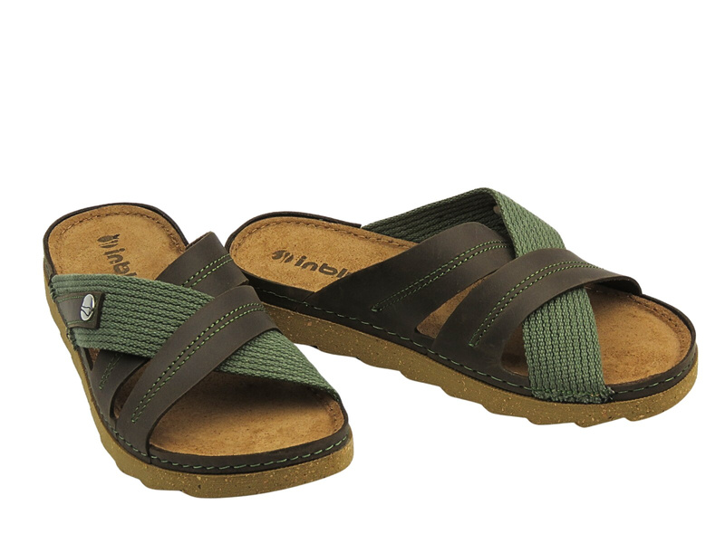 Wygodne klapki męskie ze skóry brązowe INBLU BB-3I