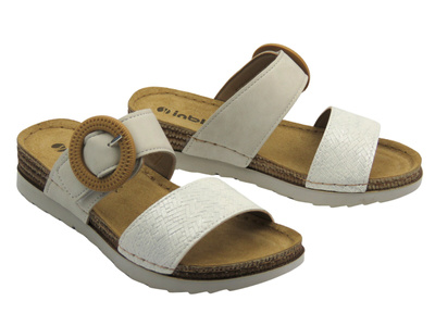 Klapki damskie z regulowanym paskiem beżowe Inblu OF-34