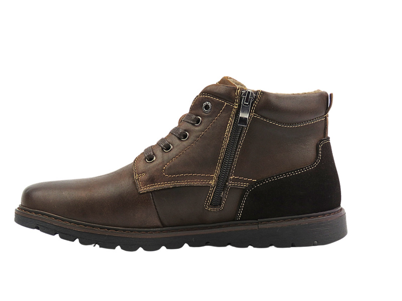 Skórzane trzewiki męskie ciemnobrązowe Lee Cooper LCJ-23-33-3018  