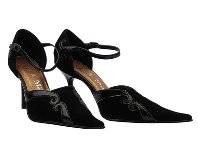 Skórzane czółenka damskie na szpilce - DA&MA 808 czarne