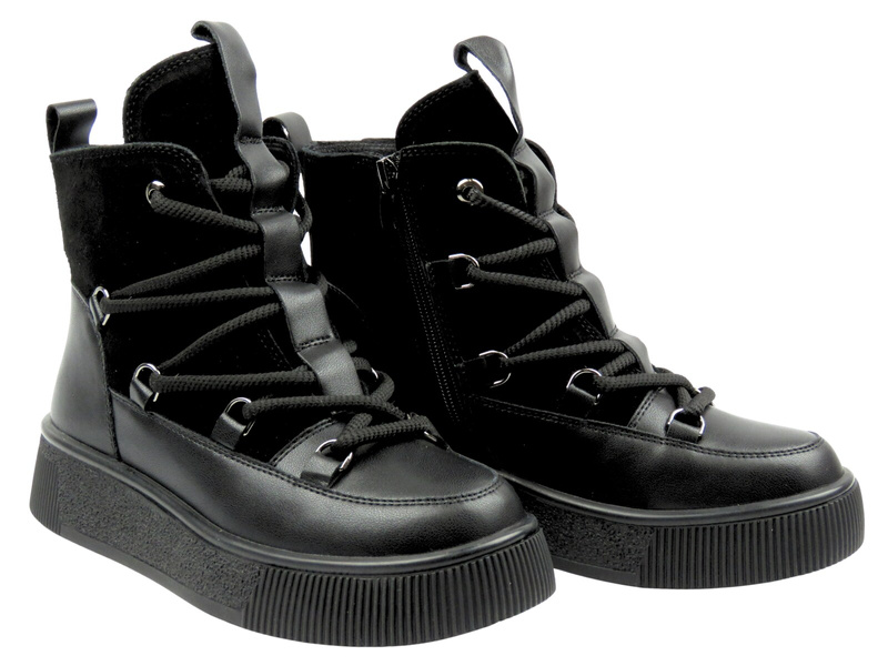 Skórzane botki damskie czarne Cambell 25-52330