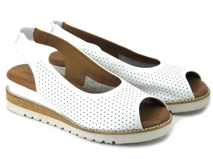 Sandały damskie na koturnie - Artiker 50C0862, białe