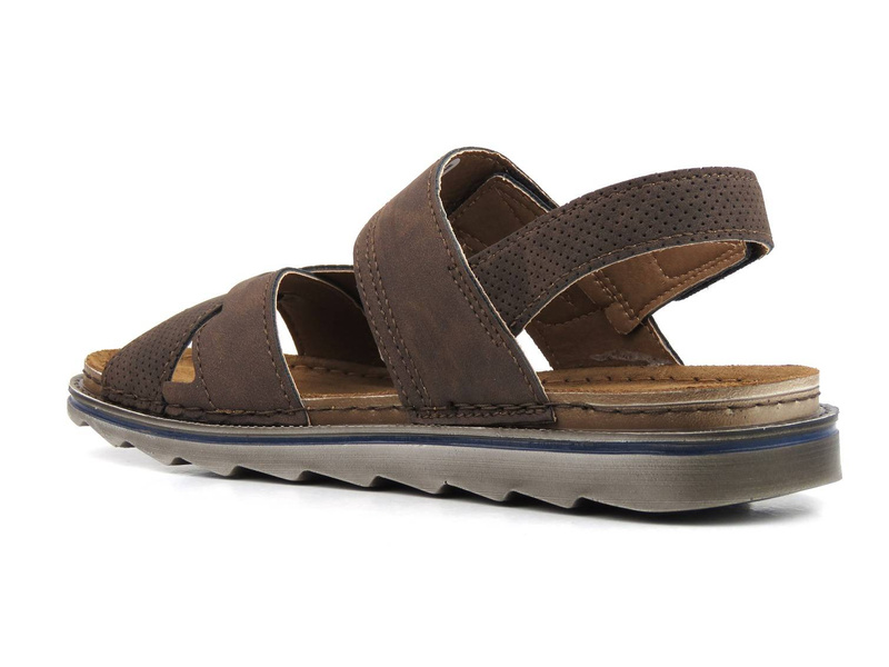 Sandały męskie na rzepy - INBLU BU-08, ciemnobrązowe