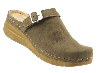 Wygodne klapki, chodaki damskie na grubej podeszwie - Nika Komfort 1395, brązowe