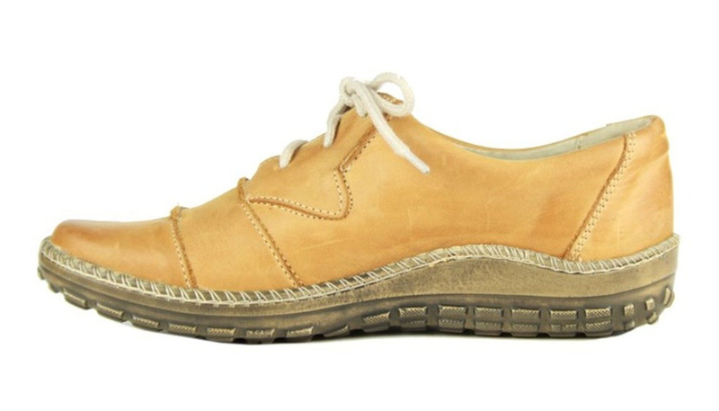 Wygodne półbuty damskie ze sznurowaniem - Helios Komfort 608-2, jasnobrązowe