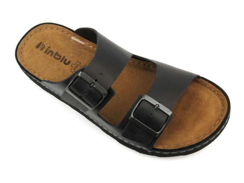 Klapki męskie z klamrami - INBLU 158M021, czarne