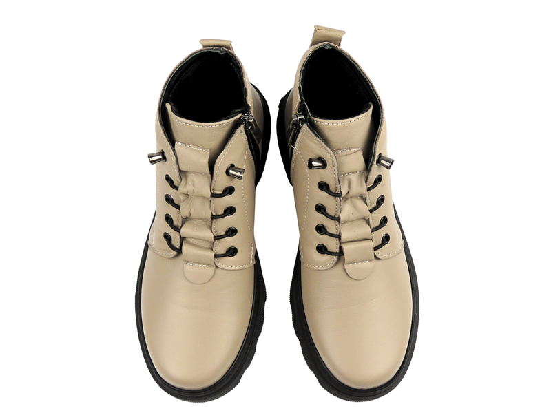 Skórzane botki damskie Nika Komfort H-2896, jasno szare