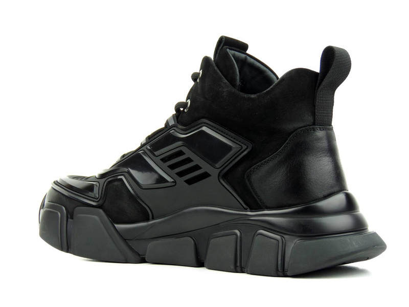 Kosmiczne sneakersy męskie z ociepleniem - JOHN DOUBARE H258-WG-487R, czarne