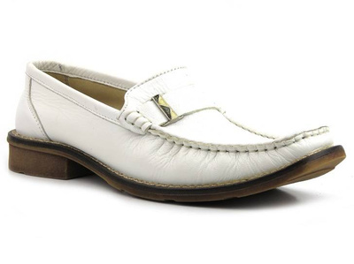 Skórzane mokasyny damskie HELIOS Komfort 624, białe