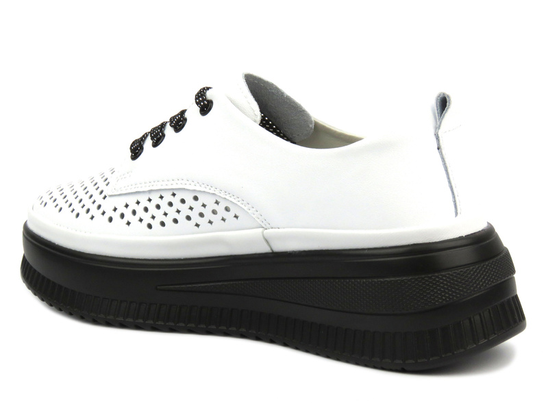 Ażurowe półbuty, sneakersy damskie - Artiker 54C1708, białe