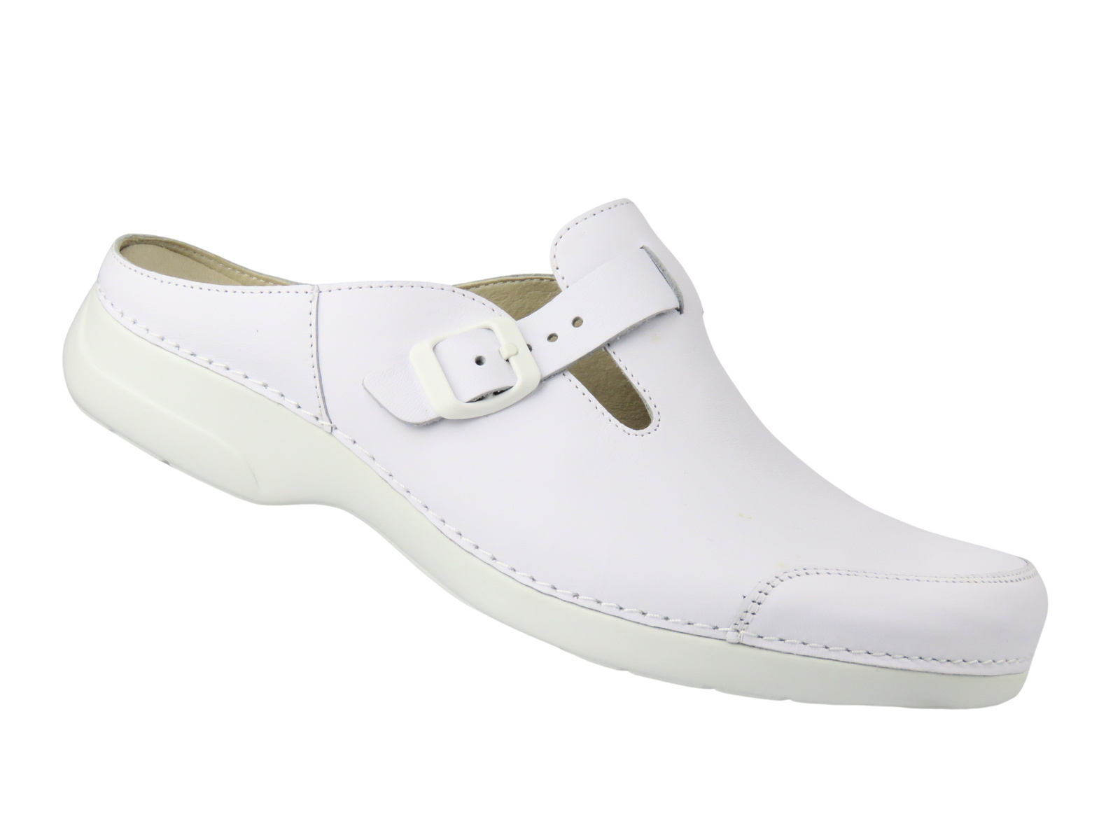 Wygodne damskie klapki Nursing Care PE9410 Noruega, białe