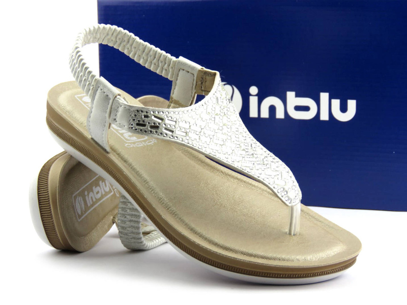 Sandały, japonki damskie wsuwane - Inblu BA-43, białe