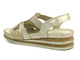 Skórzane sandały damskie na delikatnym koturnie złote Helios Komfort 129