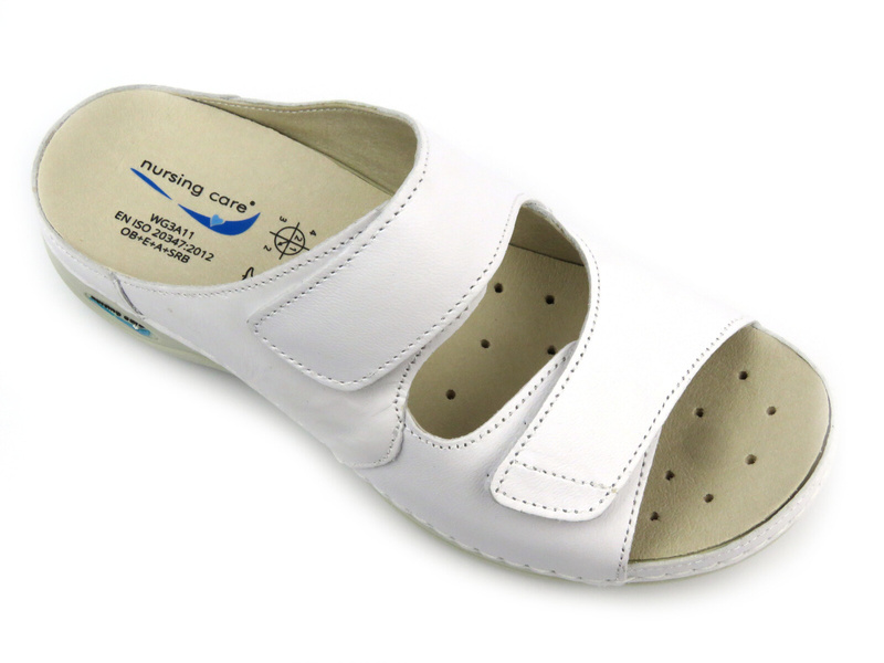 Wysokojakościowe klapki damskie, medyczne- Nursing Care WG810, białe