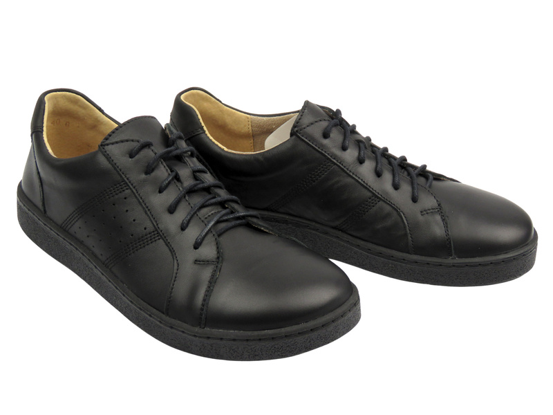 Barefoot skórzane minimalistyczne półbuty męskie czarne Helios Komfort 829